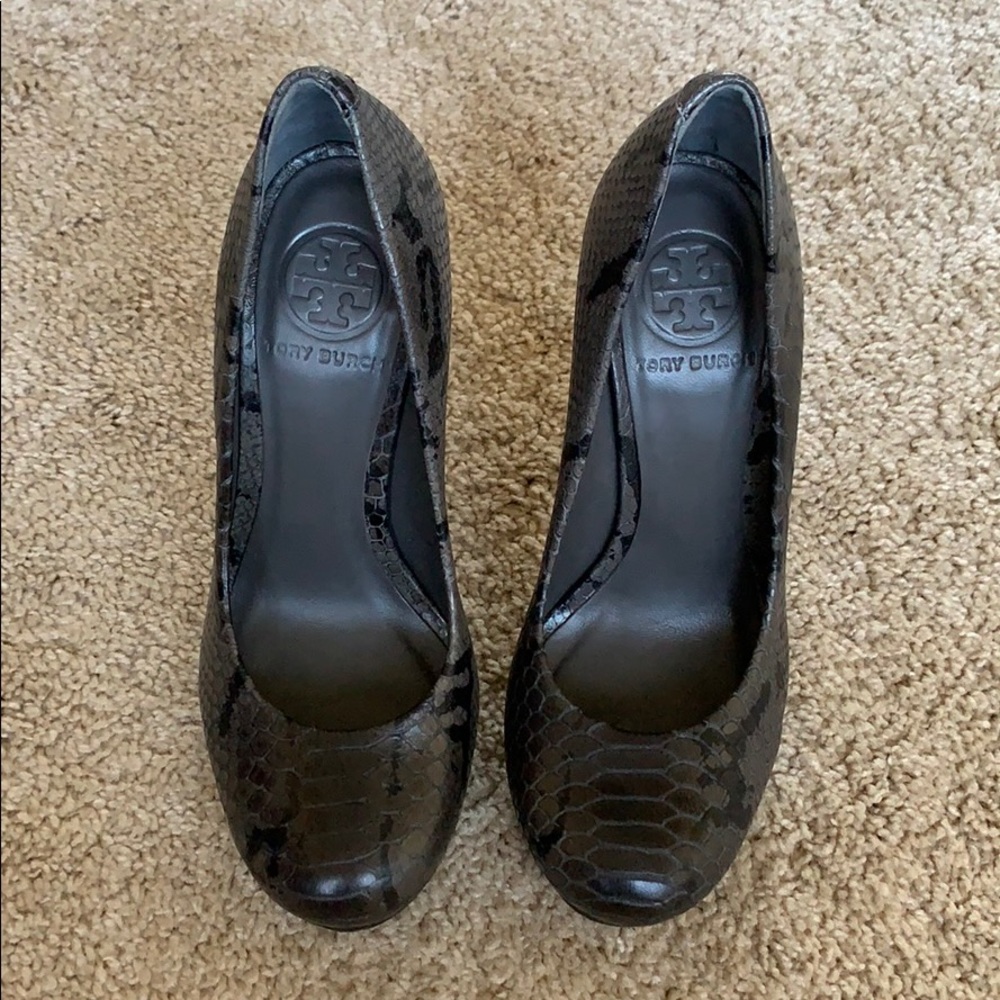 Tory Burch Snake Print Platform Pumps